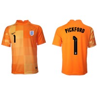 Koszulka piłkarska Anglia Jordan Pickford #1 Bramkarska Strój wyjazdowy MŚ 2022 tanio Krótki Rękaw